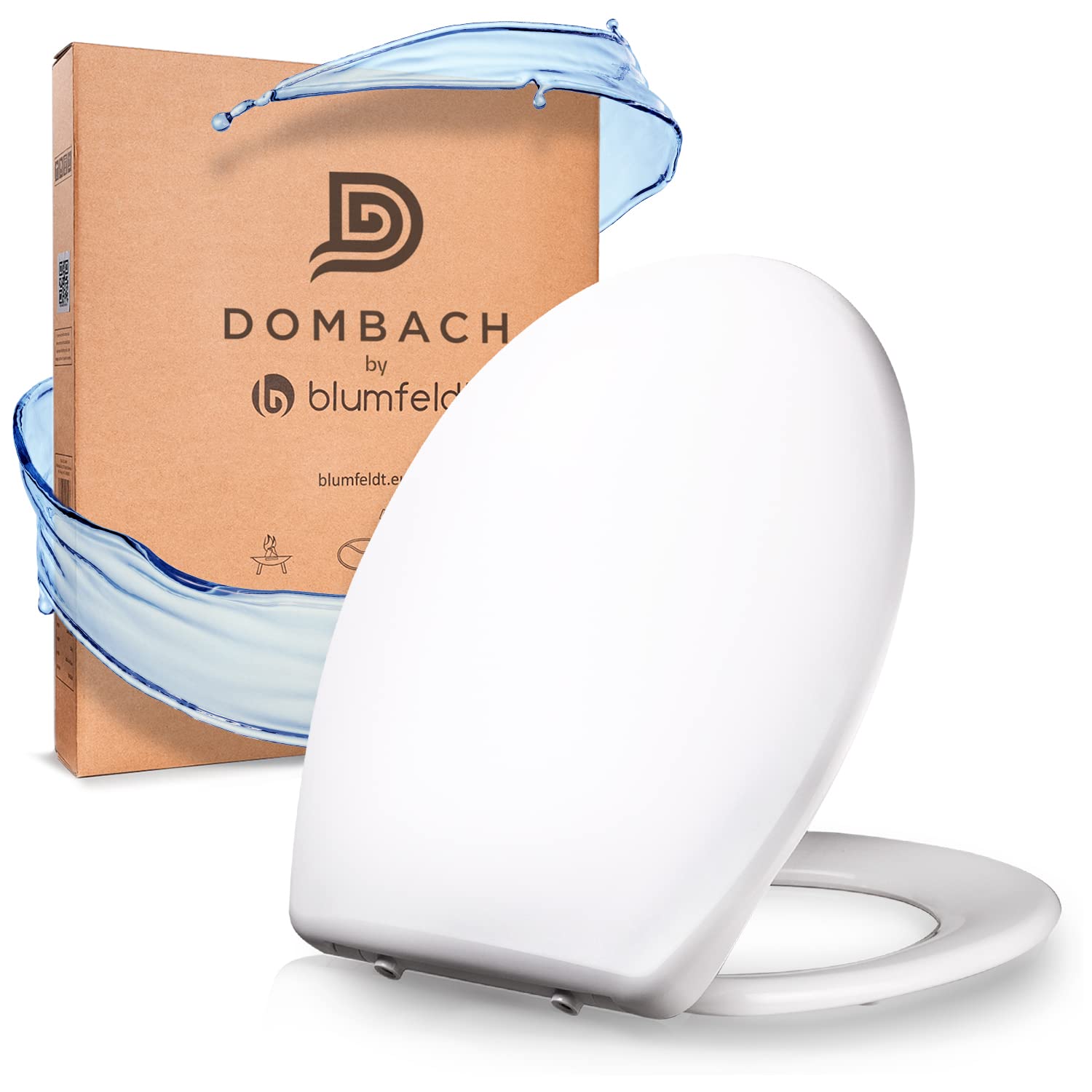 Dombach Celesto Premium Toilet Seat with Soft-Close Mechanism, Antibacterial, Removable Toilet Seat with Soft-Close Mechanism, Toilet Lid, Toilet Lid with Soft Close, Toilet Seat, Duroplast, Oval