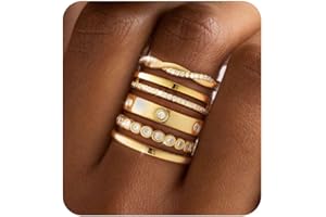 ZHESHY Stackable Gold Rings for Women Non Tarnish Dainty 14K Gold/Silver Plated Stacking Thumb Rings Cubic Zirconia Eternity 