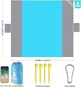 COVACURE Beach Blanket 210x200cm with Zipper Pockets - Sandproof & Waterproof view 3