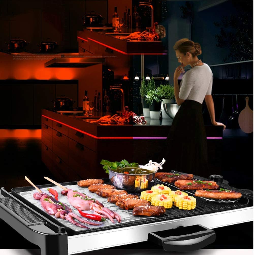 review BIYLL Electric Barbecue Grill Indoor Smokefree Table BBQ Grilling Non-Stick Pan Electric Cooker with 5 Temperature adjustments Outdoor Grills Large Capacity Household Multifunctional