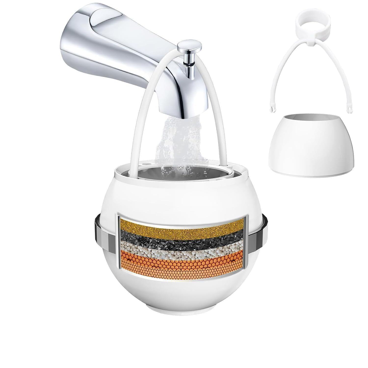 Photo 1 of Bath Bathtub Shower Water Filter for Tub Faucet - Hard Water Softener - Remove Contaminants,Chlorine and Fluoride - Improves Skin, Hair and Nails Condition, White, BTBF-051