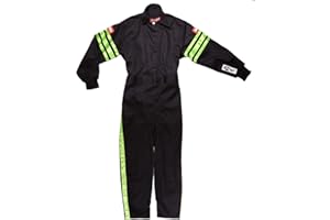 RaceQuip® 1950796RQP Pro-1 Driving Suit SFI 3.2A/1 Black/Green Stripe Youth XL