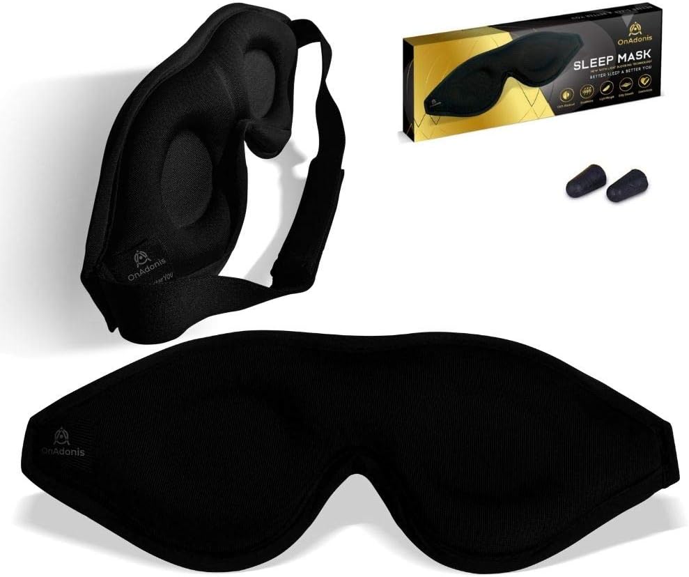 OnAdonis Sleep Mask-Blackout Eye Mask for Sleeping, Quality Comfort 3d Concave No Eyelid Pressure Eye Cover for Men Women Travel Yoga Meditation: Health & Personal Care