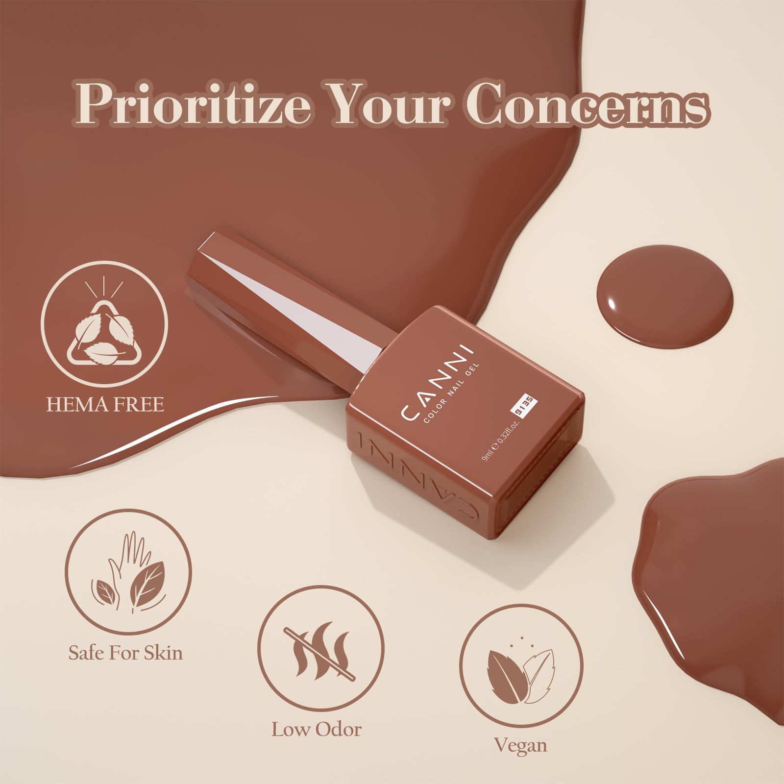 CANNI Gel Nail Polish Kit -6 Colors Nude Pink 9ML Gel Polish Set Skin Tones French Nail Neutral Brown Soak Off Gel Nail Kit Manicure DIY Manicure Salon DIY - Image 5