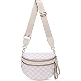 Pure Colour Crossbody Bum Bags for Women Spacious Checkered Cross body Bag Nylon Trendy Fanny Pack for Travel