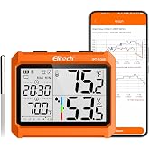Elitech Digital Bluetooth Hygrometer Thermometer, Refrigerator Thermometer with Free APP, Real-Time Temperature Humidity Monitor with 4.5" Screen, PDF&amp;CSV Data Export, IPT-100S with External Probe