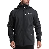 Lololeneon Men's Softshell Jacket,Fleece Lined Hooded Windbreaker Winter Outdoor Hiking Jackets for Men