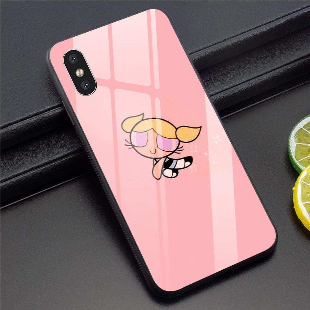 HaHapo Tempered Glass Powerpuff Girls Phone Case K3011812 Black Silicone Edging Case For iPhone Xr