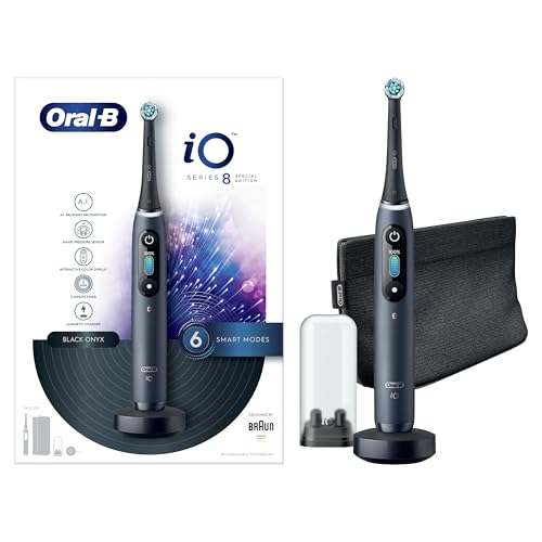 Oral-B Special Edition iO - 8 - Spazzolino Elettrico Ricaricabile Di Braun, 1 Spazzolino Nero Esclusivo Con Tecnologia Magnetica Rivoluzionaria, Display A Colori, 1 Testina, 1 Astuccio Magnetico