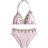 SHENHE Girl's Swimsuits 2 Piece Halter Triangle Bathing Suits Seashell Boho Bikini Set Swimwear