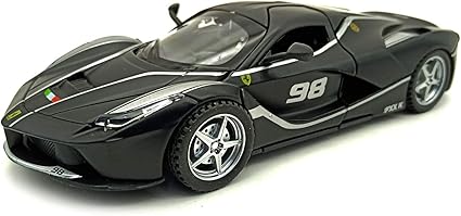 Emob 1:32 Scale Diecast Metal Ferrare Sports Pull Back Car Toy with Openable Doors, Light and Sound Effects (Grey)