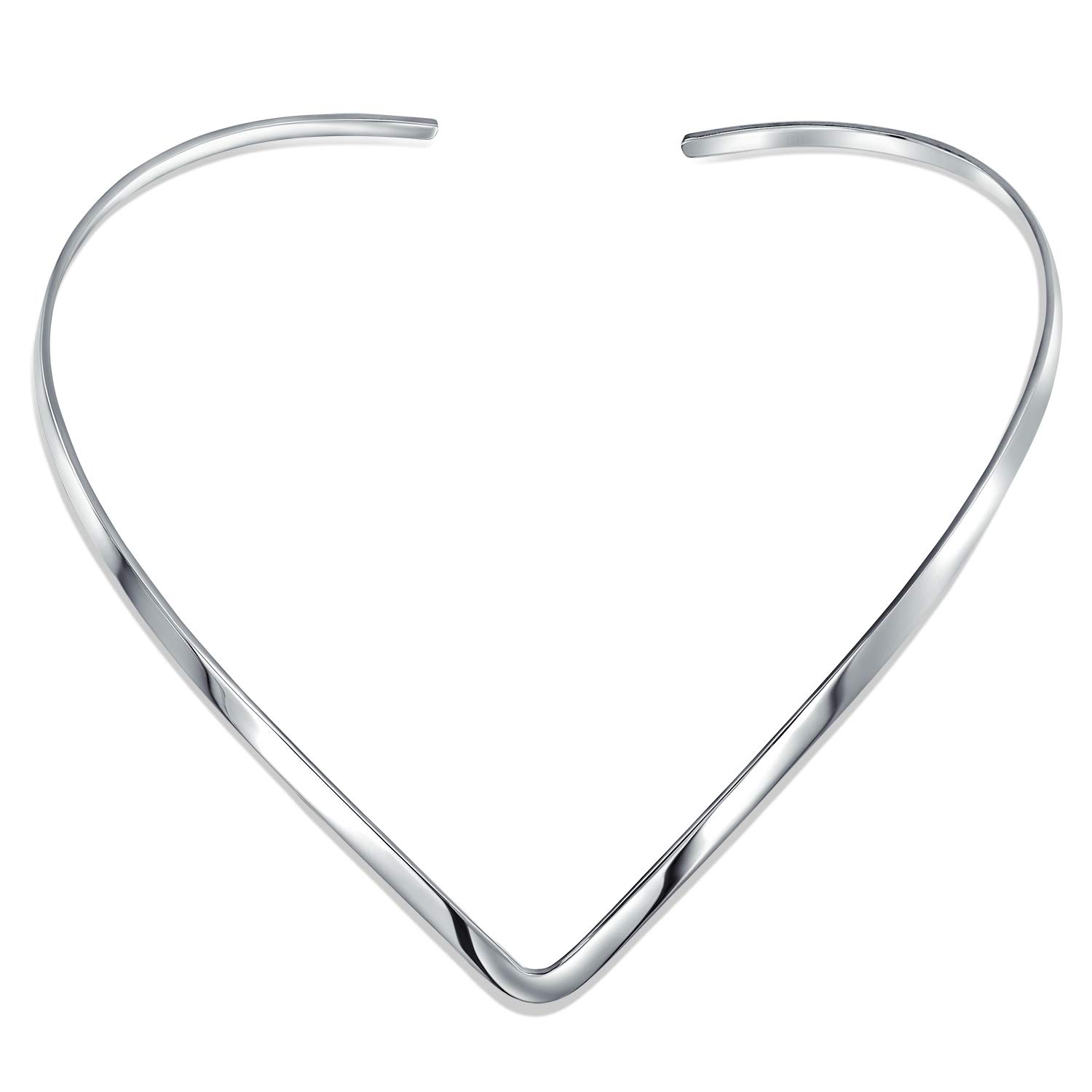 Bling Jewelry Basic Simple Slider Choker V Shape Collar Statement Necklace For Women .925 Silver Sterling Add Your Pendant 3.5MM