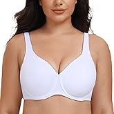 MELENECA Women's Plus Size Minimizer Underwire Full Coverage Unlined Seamless Cup Bras
