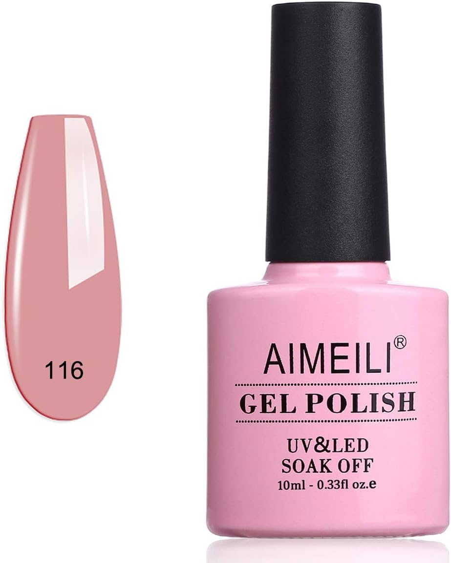 AIMEILI Pastel Nude Gel Nail Polish Soak Off UV LED Gel Varnish - Camellia Japonica (116) 10ml, GP116, 10 ml (Pack of 1)