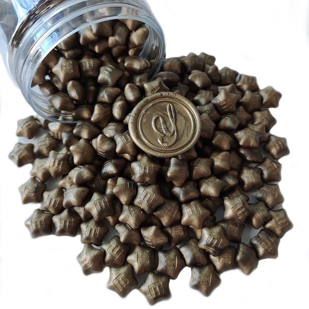 300 Pcs Lucky Star Sealing Wax Beads, PORXFLY Flash Seal Beads for Wax Seal Stamp, Great for Wedding Invitations, Wine Packages,Cards Envelopes, Gift Wrapping (Bronze)