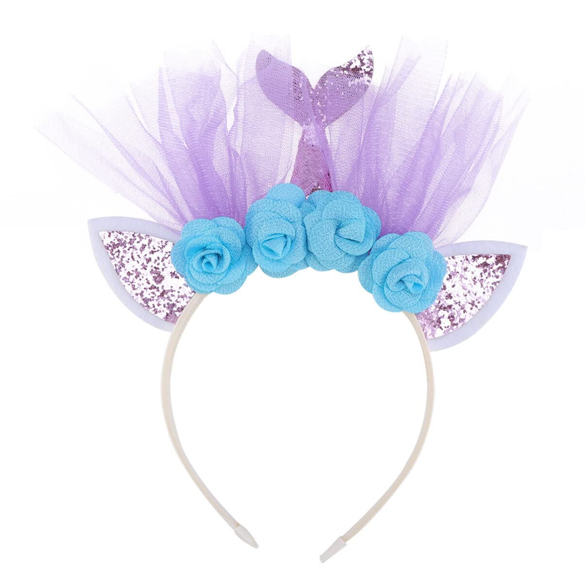 Lurrose Gold Powder Mermaid Headband Mesh Hair Accessory Adorable for Boys and Girls Parties Decorations