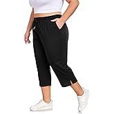 ForHailey Plus Size Capri Pants for Women Loose Fit Yoga Pants with Pockets Workout Activewear Sweatpants