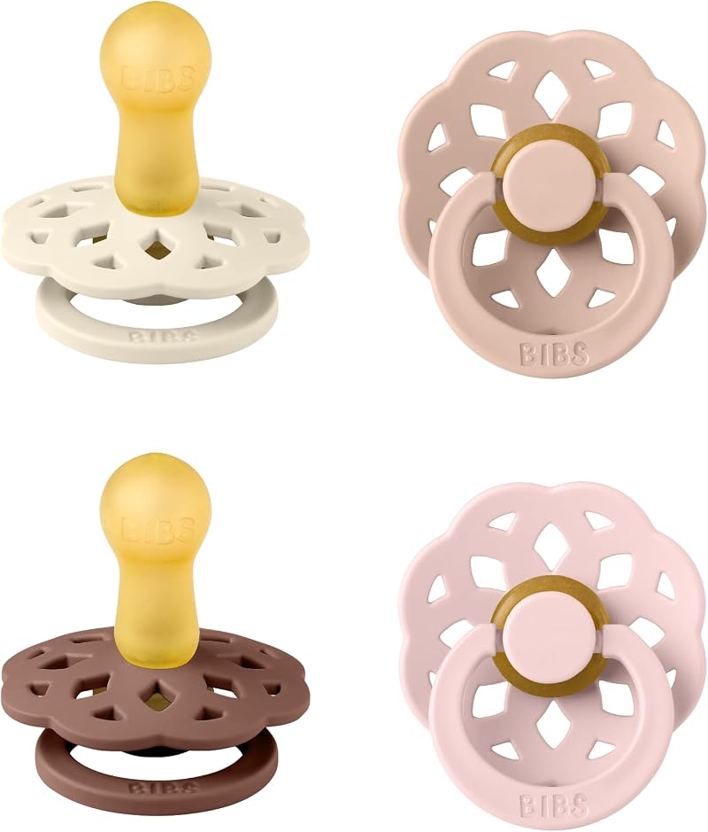 Bibs Boheme Soother 4-Pack Size 2 Natural Rubber Blush Mix BPA Free