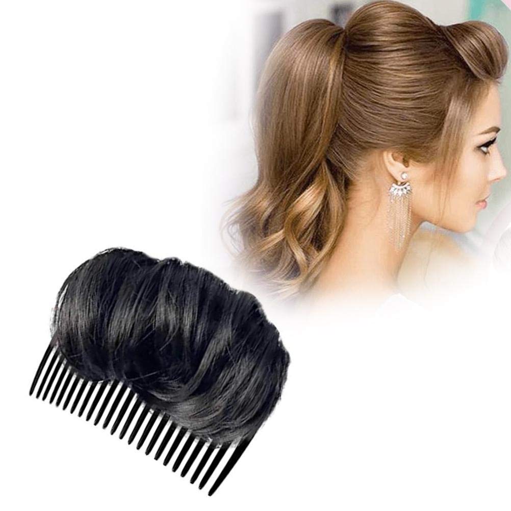 Bump Up Combs & Volume Up Clips - DIY Buns & Hair Accessories - Wig Bun Maker with Increased Hair Volume - Easy Hairstyle Clip for Updos (Black)