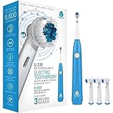 Pursonic Rotating Electric Toothbrush for Adults with 3 Brush Heads - Toothbrush Electric with 3 Cleaning Modes - USB Rechargeable Toothbrush with 2 Minute Smart Timer (White)