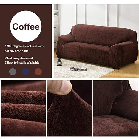 Yeahmart Thick Sofa Covers 1 2 3 Seater Pure Color Sofa Protector
