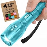 GORILLA GRIP Powerful LED Tactical Flashlight, Turquoise | Water Resistant 750 FT Lumen, 5 Adjustable Modes, Ultra Bright Zoom , Small Mini Flashlights, Camping, Night Dog Walking