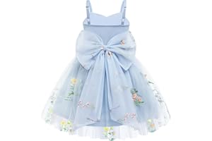 Arshiner Toddler Girls Tulle Dress Bowknot Tutu Birthday Princess Embroidery Dresses Formal Photoshoot Summer Outfit 2-8T