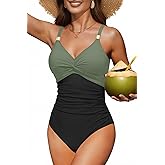 Daci Women's One Piece Swimsuit Tummy Control Bathing Suit Gold Metal Full Coverage Slimming Swimwear 2025