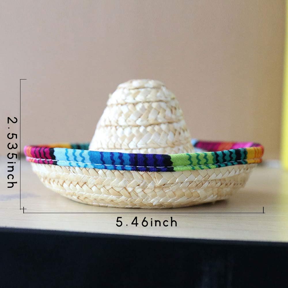 Natural Straw Mini Sombrero Mini Mexican hat,Tabletop Party Supplies,Fiesta Party Birthday Party Decorations Cinco de Mayo Party(Pack of 6): Clothing