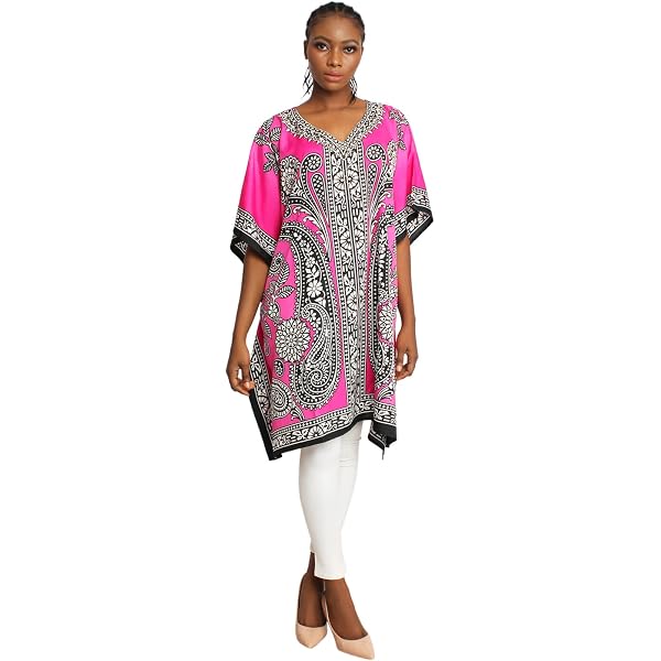 sante classics dress Sante Classics Caftan Dress Womens One Size Geometric Satin V-neck