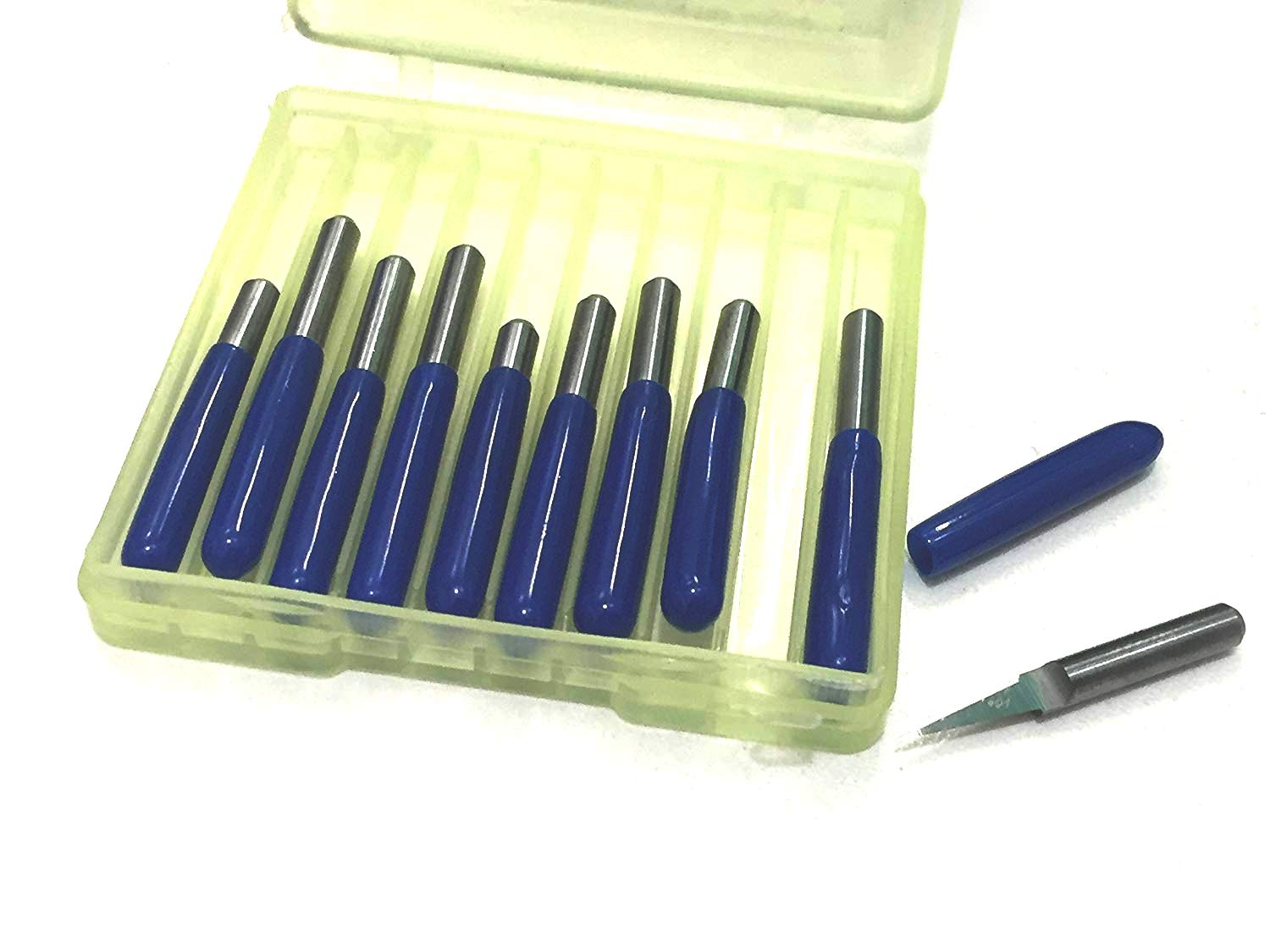 VEDA 10 Degree 0.1mm Silver Carbide Milling Cutter Round Bottom PCB Engraving Bits CNC Router Tool Pack of 10