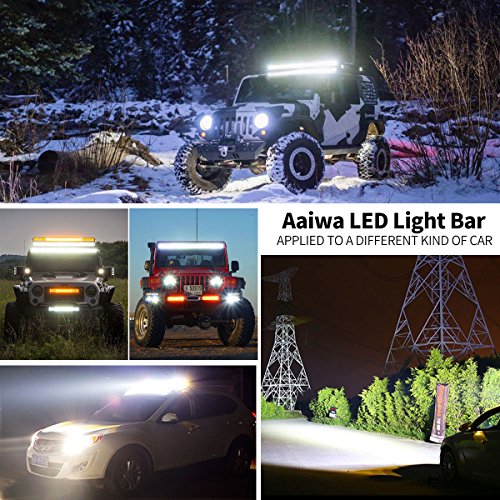 AAIWA LED Light Bar, Curved LED Bar, 42Inch 540W Triple Row Spot Flood Combo Beam Off Road Lights, 2PCS 18W Light Pods, DT Wiring Harness, Driving Light for Jeep Truck Boat - Thumbnail 6