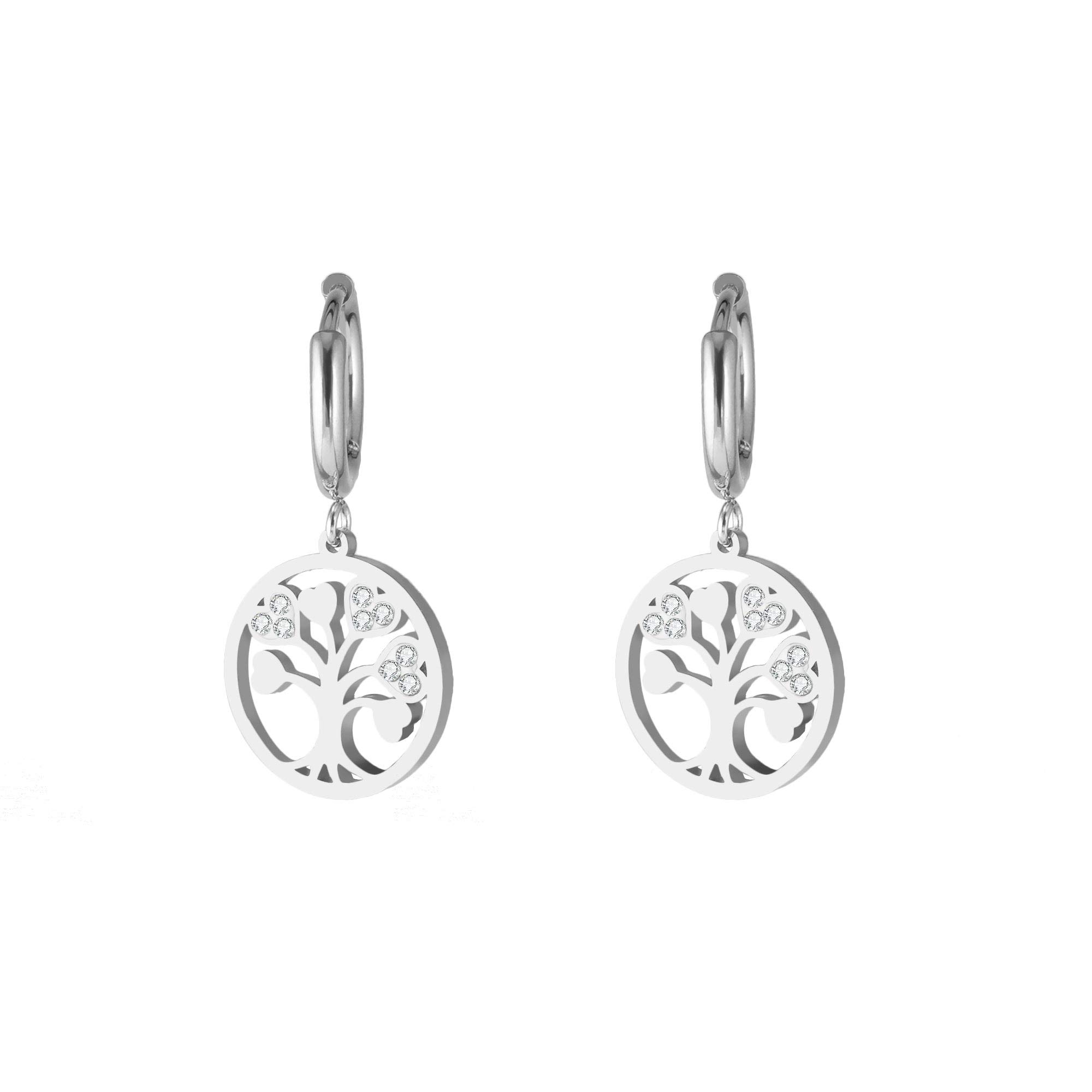 Silver Pendant Earrings for Women Hypoallergenic Life Tree Earrings for Women