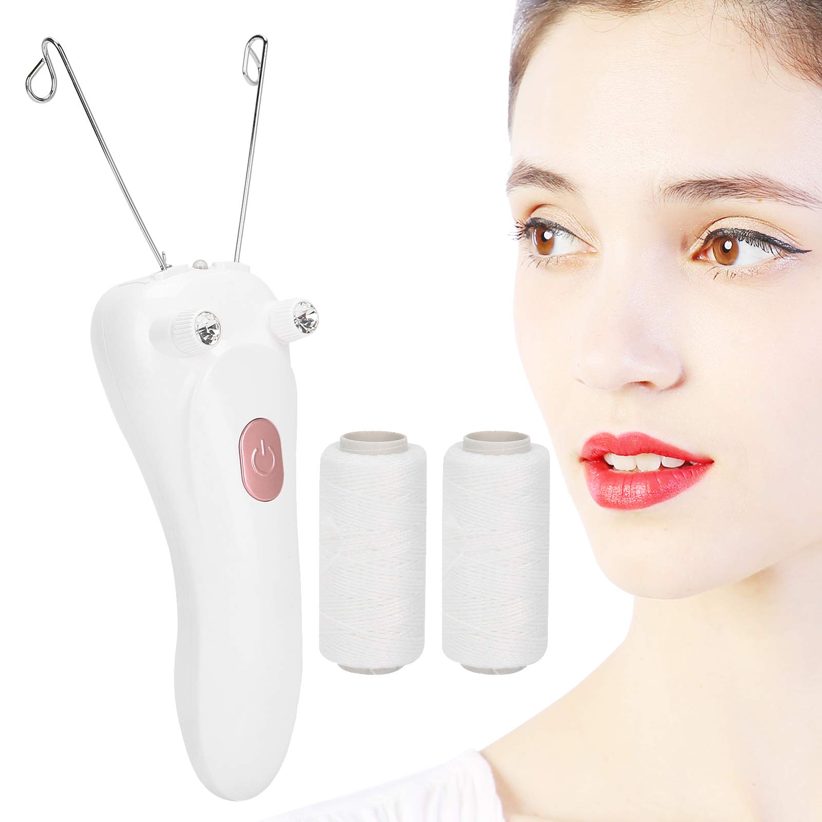 Threading Hair Removal Epilator, Electric Physical Threading Body Hair Removal Epilator for Women, USB Hair Removal Machine with 2 Cotton Thread for Remove Eyebrow Lip Chin