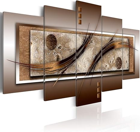 Amazon Com Canvas Prints Wall Art Delicate Shapes And Warm Colors Abstract 5 Panels Painting Contemporary Picture Home Decoration For Bedroom Framed Ready To Hang Cl02 Large W60 X H30 Posters