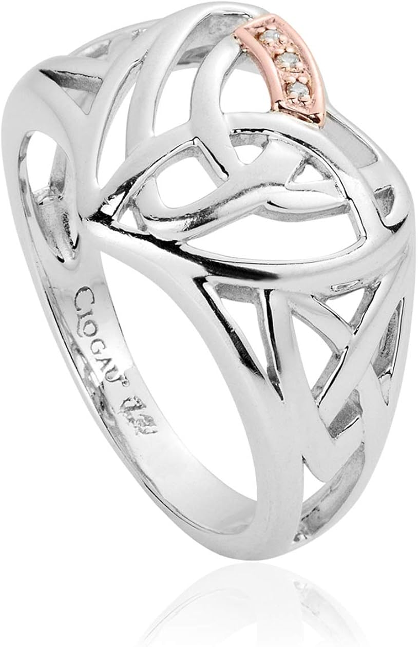 Clogau Womens Silver and 9ct Rose Welsh Gold Three Diamond Eternal Love