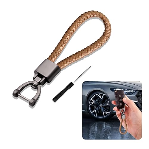 Kutyun Genuine Leather Car Keychain, Universal Key Fob Holder with 360  Degree Rotatable D-ring and Screwdriver, Car Accessories for Men Women  (Brown)