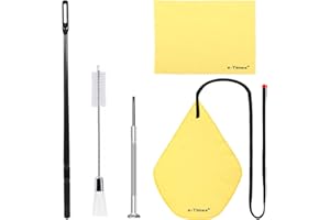 E-TIMES Flute Cleaning Kit, Flute Care Kit Including Rod, Brush, Screwdriver, Square Cotton Cloth & Integrated Gravity Rope Cloth, Flute Cleaner Care Set 5 Pcs