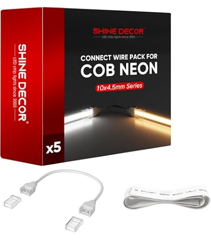 Shine Decor COB LED Rope Light 16.4ft – 2800K Warm White, 800lm Ultra-Bright, AC 120V, IP65 Waterproof, No Driver Needed, ETL-Certified Neon Strip For Indoors & Outdoors