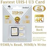 2-Pack 32GB Micro SDHC U3 Card Plus SD Adapter. Amplim Extreme Pro Class 10 UHS-I MicroSDHC 95MB/s Read, 90MB/s Write. Ultra High Speed HD UHD 4K Video. Internal/External MicroSD Flash Memory