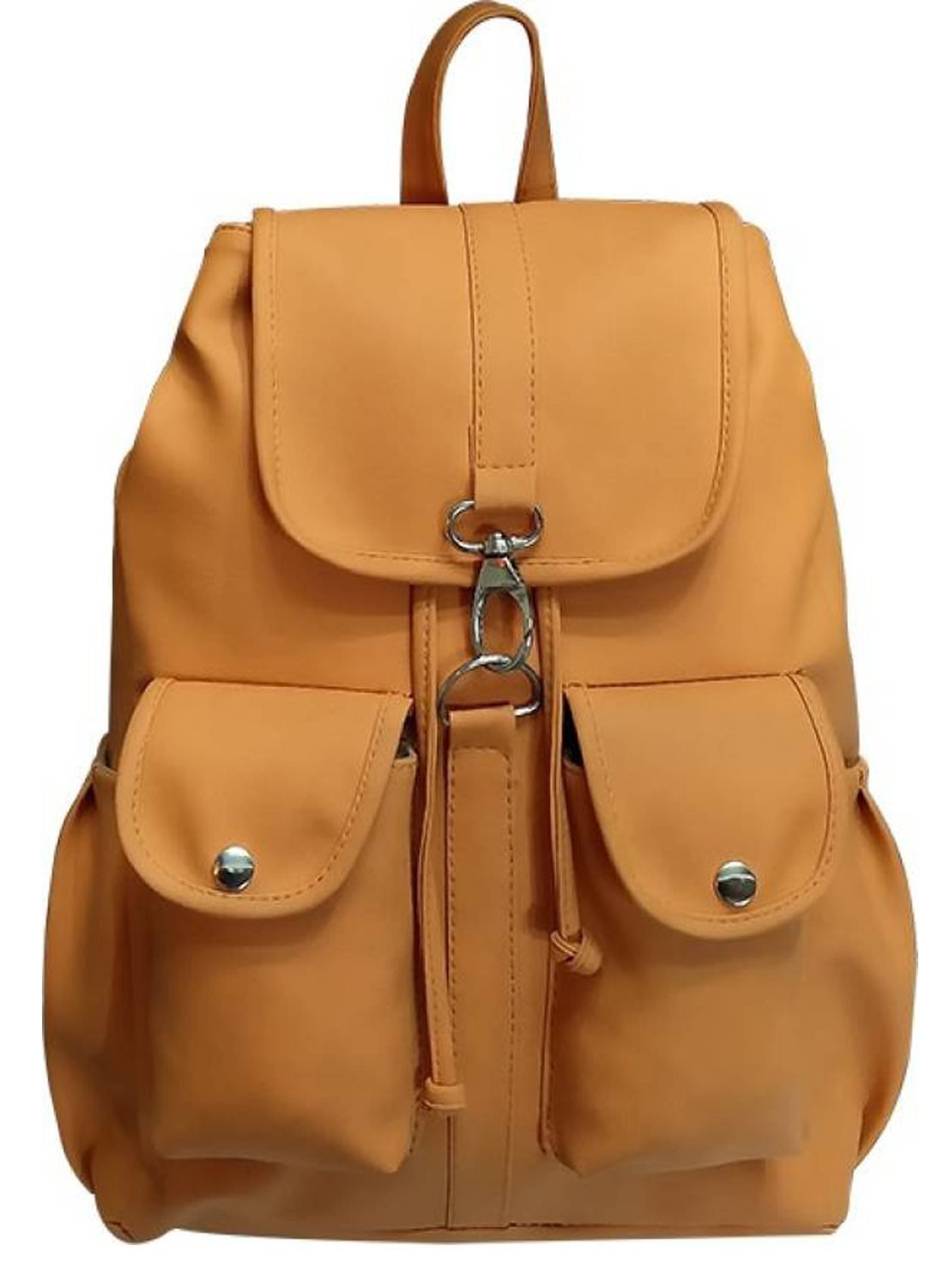 edgekart women's pu casual purse fashion school leather backpack shoulder bag mini backpack for women & girls (mustard)