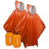 2 Pack Emergency Poncho | Lightweight Adult Rain Ponchos for Emergency Supplies, Camping Supplies | Weather resistant poncho for Men, Women-Retain 90% of Body Heat for Cold & Warm Weather Survival