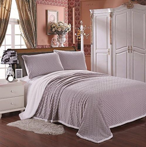 Plazatex Mermaid Sherpa Blanket Oversized Solid Reversible King - Grey