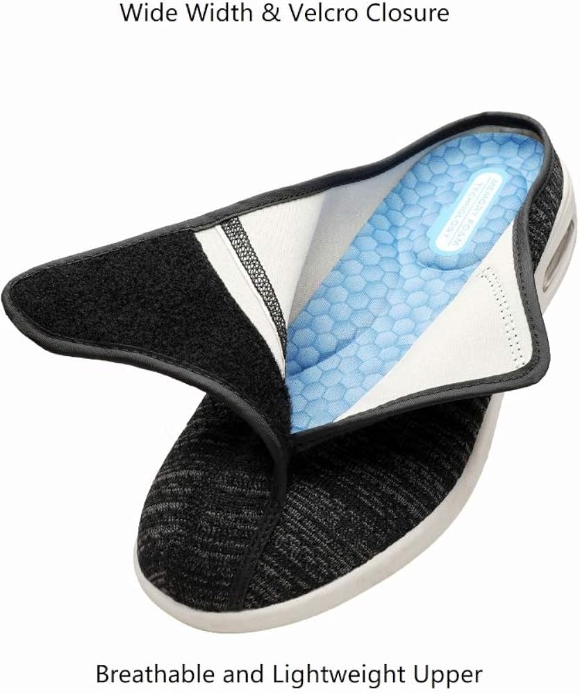 DENACARE Women's Wide Width Slipper with Velcro Closure Lightweight Memory Foam for Swollen Feet: Shoes