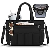 RAINSMORE Tote Bag for Women, 15.6 Inch Lightweight Puffy Tote Bag with Compartments Shoulder Bag Handbag for Travel, Work, Gym
