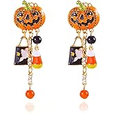 Halloween Bat Spooky Dangle Earring Spider Web Drop Earring Candy Basket Drop Earrings Pumpkin Ghost Dangle Earrings for Women Holiday Night Costume Jewelry
