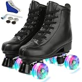 Jessie PU Leather Skates - Premium Adjustable Four-Wheel Roller Skates for Women, Men, Boys &amp; Girls - Indoor &amp; Outdoor