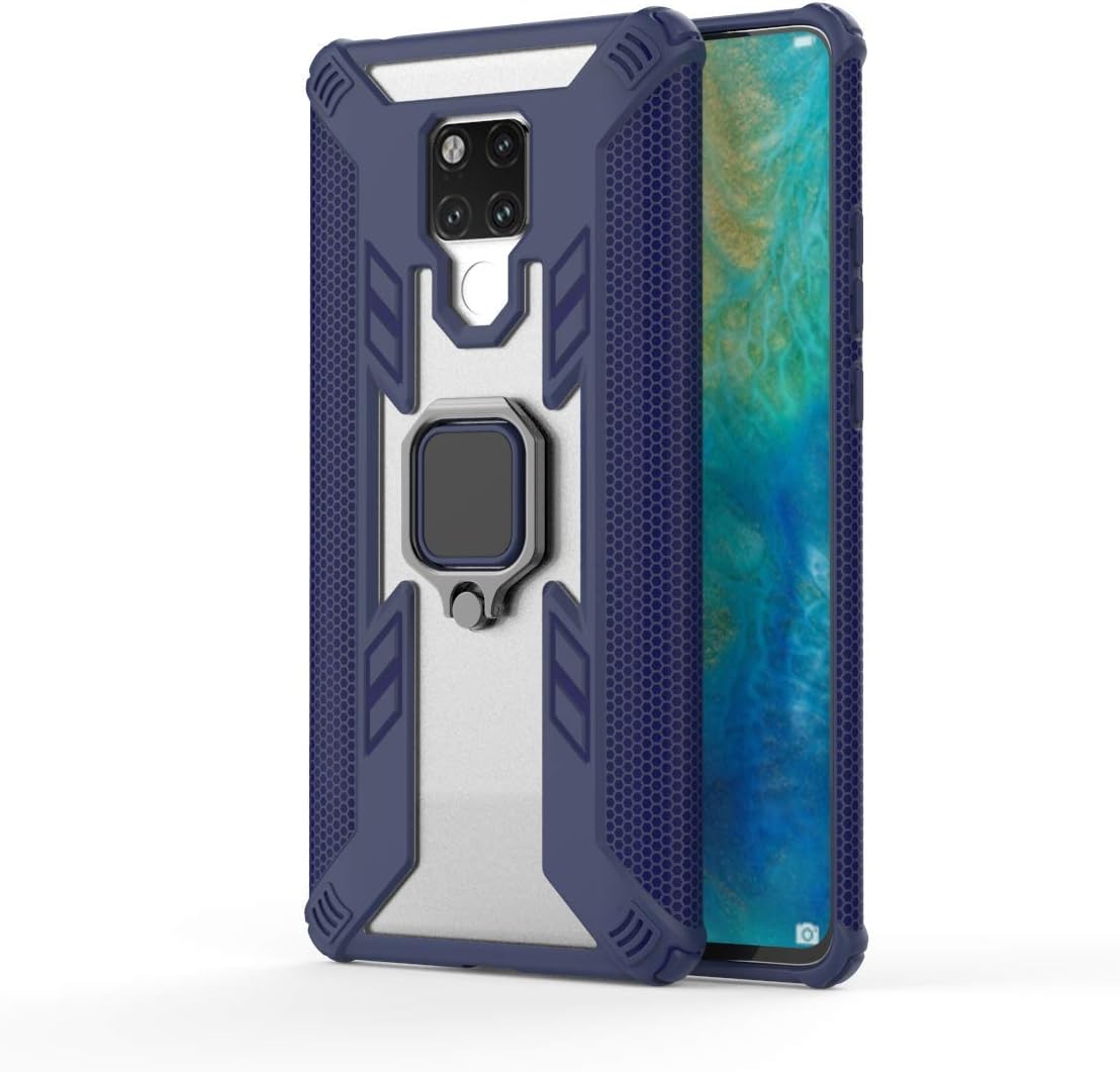 POPUPE for Huawei Mate 20X Case (with Screen Protector), Heavy Duty Hybrid Dual Layer Shockproof TPU &Anti-Scratch PC Case with Magnetic Ring Stand for Huawei Mate 20X (Blue)