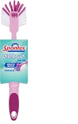 Spontex Dishbrush Pink, 27 cm with Tough Bristles, Easy Grip Handle