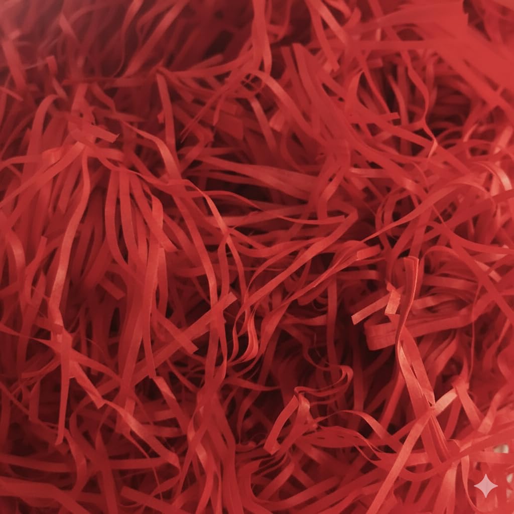 200 Grams Shredded Paper Ideal for Gift Decoration Packaging and Hamper Filling- Red
